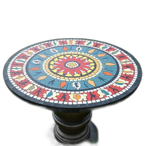 furniture, jewelry, umbrella, 3d render, mosaic, table, colorful, floral transparent PNG cut-out