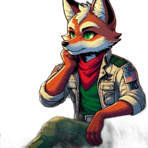 jacket, mask, staff, animal, concept art, pixel art, cyberpunk, comic book art transparent PNG cut-out