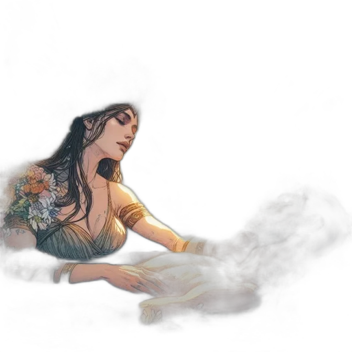 jewelry, fantasy art, concept art, comic book art, watercolor, fog, fire, underwater transparent PNG cut-out