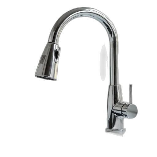 kitchen, faucet, chrome, spray transparent PNG cut-out