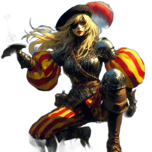 fantasy art, concept art, comic book art, pixel art, female, warrior, dark, armor transparent PNG cut-out
