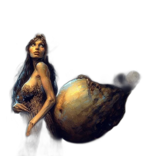 dress, hair, creature, fantasy art, concept art, watercolor, photorealistic, underwater transparent PNG cut-out