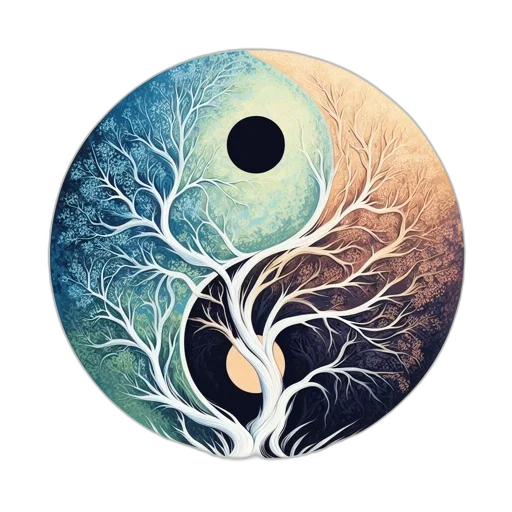 tree, fantasy art, watercolor, concept art, blue, earth tones, artwork, features transparent PNG cut-out