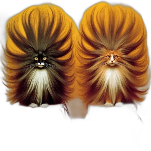 hair, crown, mask, photorealistic, concept art, 3d render, two, cats transparent PNG cut-out