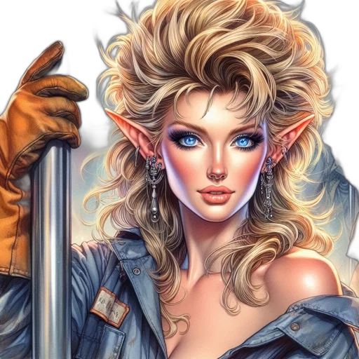 fantasy art, comic book art, concept art, photorealistic, futuristic, scene, female, character transparent PNG cut-out