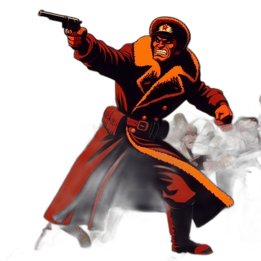 jacket, weapon, concept art, comic book art, pixel art, photorealistic, red, group transparent PNG cut-out