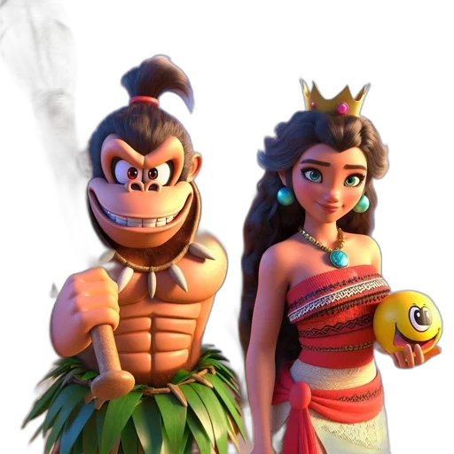 concept art, 3d render, fantasy art, comic book art, fire, two, animated, characters transparent PNG cut-out