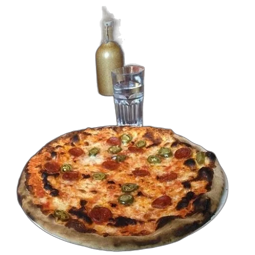 food, bottle, weapon, crown, 3d render, photorealistic, fire, pizza transparent PNG cut-out