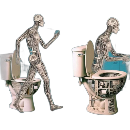 robot, furniture, 3d render, concept art, cyberpunk, vaporwave, two, pages transparent PNG cut-out