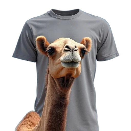 animal, staff, creature, 3d render, grey, t-shirt, graphic, camel transparent PNG cut-out