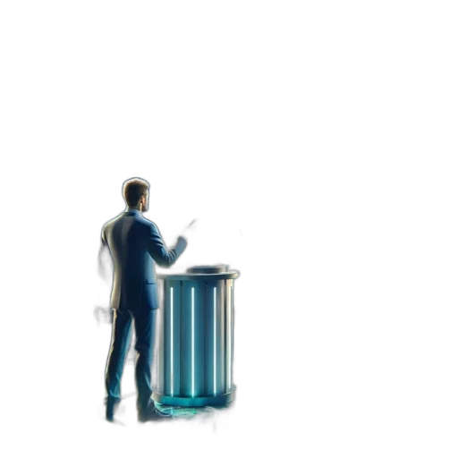 furniture, robot, jacket, staff, concept art, pixel art, 3d render, comic book art transparent PNG cut-out