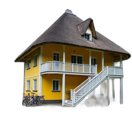 building, umbrella, furniture, 3d render, photorealistic, concept art, pixel art, fog transparent PNG cut-out