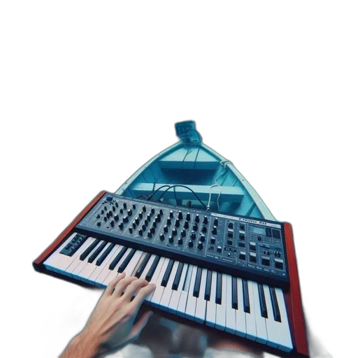 weapon, robot, furniture, jacket, vaporwave, 3d render, concept art, photorealistic transparent PNG cut-out