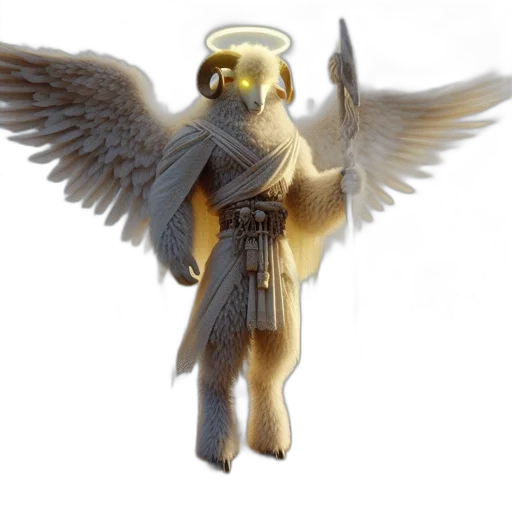 staff, 3d render, concept art, fantasy art, photorealistic, golden, angelic, ram transparent PNG cut-out