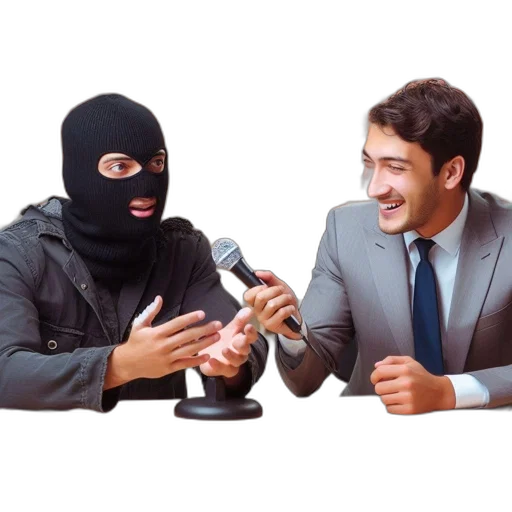 mask, weapon, staff, jacket, two, men, one, masked transparent PNG cut-out