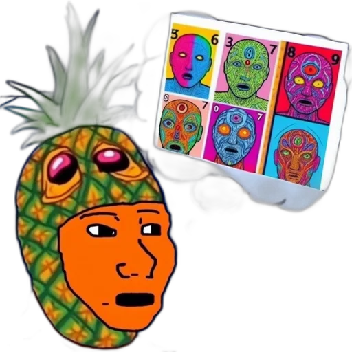 mask, crown, face, food, vaporwave, concept art, fire, outer space transparent PNG cut-out