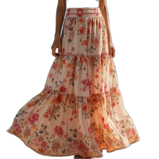 dress, 3d render, photorealistic, fashion, style, chiffon, flower, printed transparent PNG cut-out