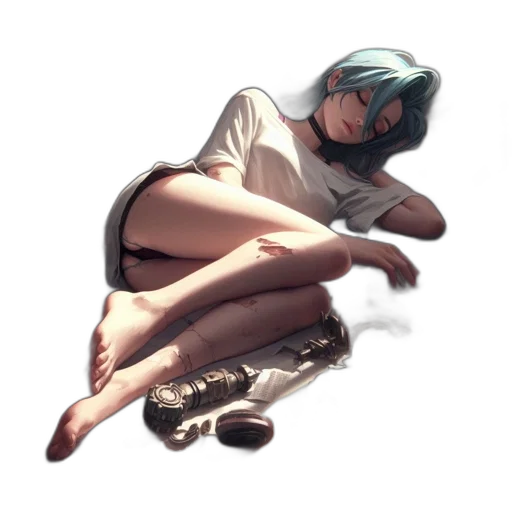 robot, creature, shoes, dress, concept art, watercolor, vaporwave, anime transparent PNG cut-out