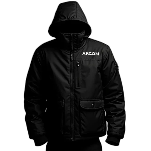 jacket, cyberpunk, black, arcon, name, atom, chest transparent PNG cut-out