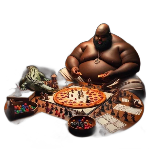food, concept art, photorealistic, fantasy art, comic book art, bearded, man, plays transparent PNG cut-out