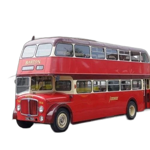 3d render, photorealistic, vintage, red, double-decker, bus, barton, written transparent PNG cut-out