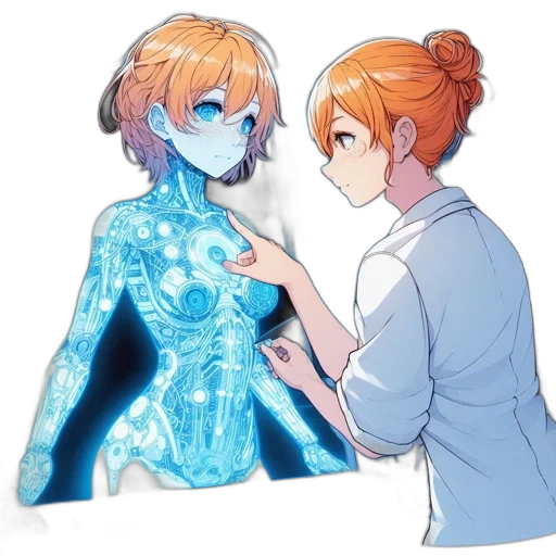 robot, dress, jacket, creature, anime, concept art, pixel art, cartoon transparent PNG cut-out