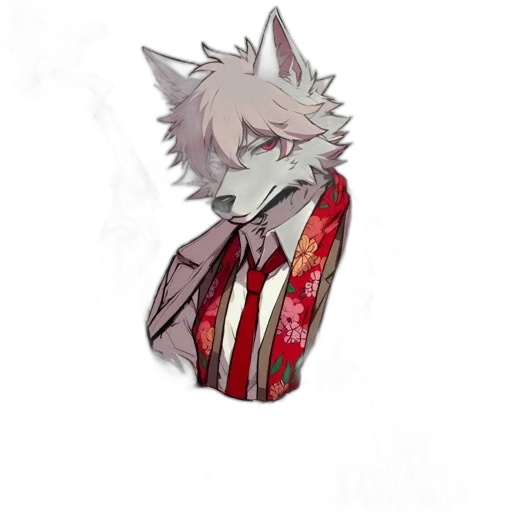 jacket, staff, mask, animal, pixel art, concept art, anime, watercolor transparent PNG cut-out