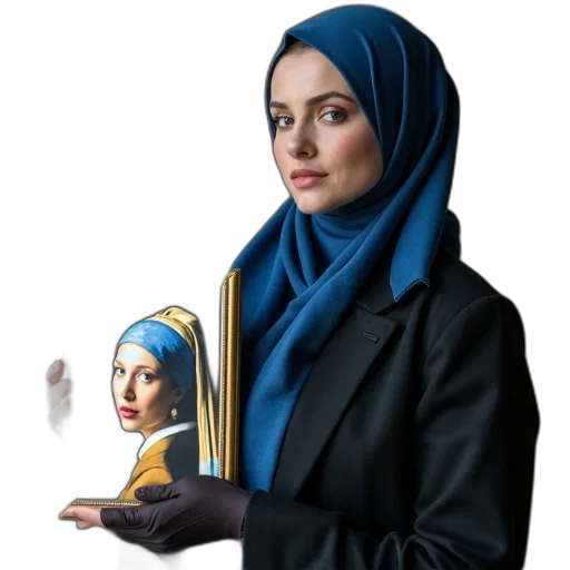 jewelry, face, staff, jacket, photorealistic, oil painting, concept art, comic book art transparent PNG cut-out