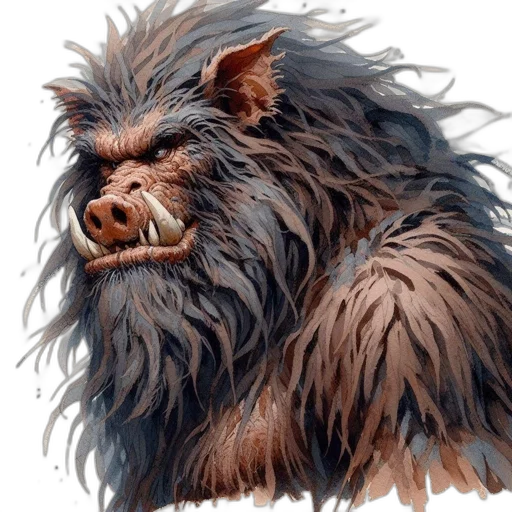 animal, creature, hair, face, photorealistic, concept art, fantasy art, watercolor transparent PNG cut-out