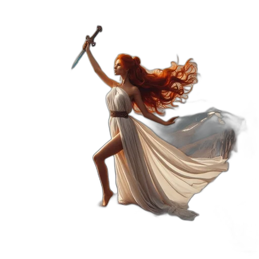 dress, staff, concept art, fantasy art, photorealistic, 3d render, fire, woman transparent PNG cut-out