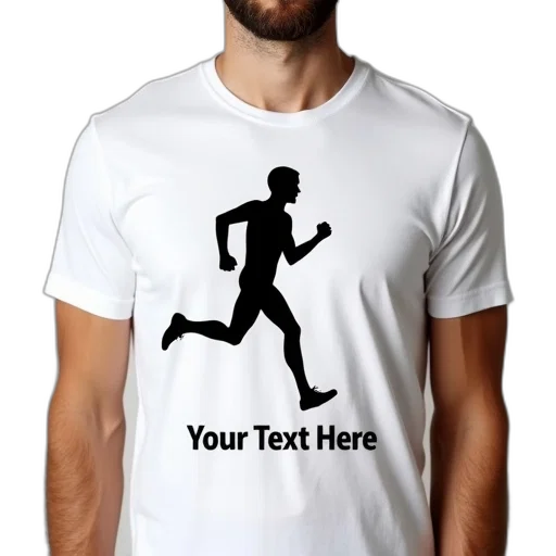 man, wearing, white, t-shirt, black, silhouette, running, figure transparent PNG cut-out