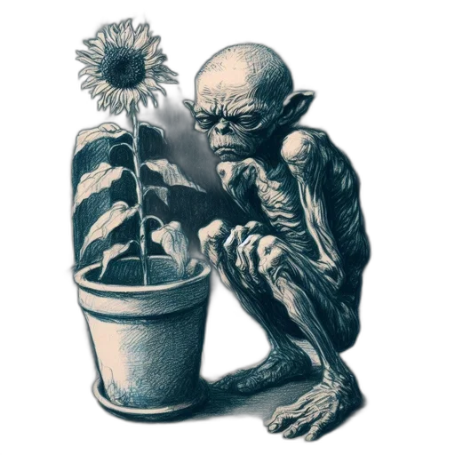 flower, creature, robot, mask, concept art, photorealistic, fantasy art, comic book art transparent PNG cut-out