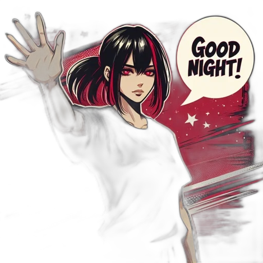 comic book art, anime, concept art, cartoon, night, red, determined, animated transparent PNG cut-out