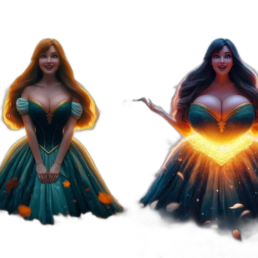dress, concept art, 3d render, fantasy art, comic book art, woman, green, gown transparent PNG cut-out