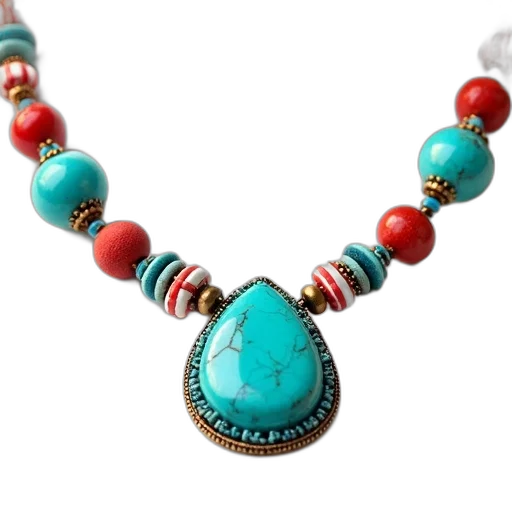 jewelry, crown, 3d render, close-up, image, colorful, beaded, necklace transparent PNG cut-out