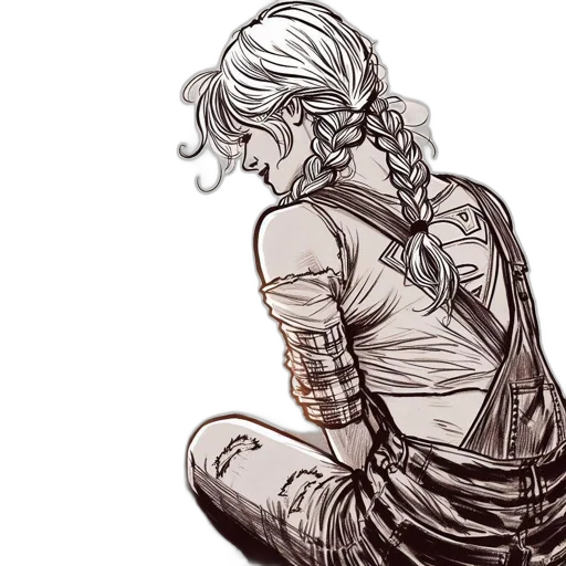 dress, concept art, comic book art, pencil sketch, fantasy art, monochrome, dark, golden transparent PNG cut-out