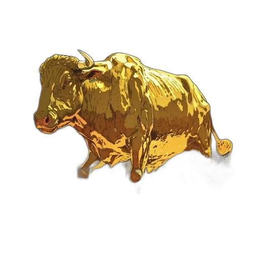 jewelry, animal, golden, glowing, bull, dominates, scene, ancient transparent PNG cut-out