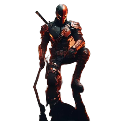 robot, weapon, sword, concept art, comic book art, 3d render, pixel art, red transparent PNG cut-out