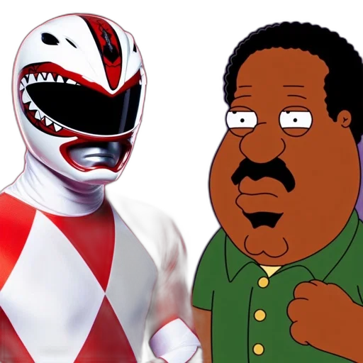 mask, cartoon, concept art, comic book art, two, contrasting, figures, one transparent PNG cut-out