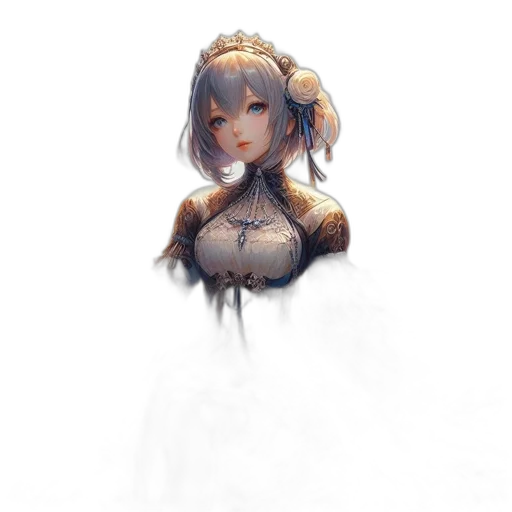 robot, dress, crown, weapon, fantasy art, concept art, anime, pixel art transparent PNG cut-out