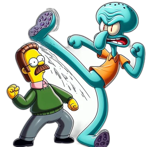 robot, concept art, pixel art, cartoon, underwater, fire, ned, flanders transparent PNG cut-out