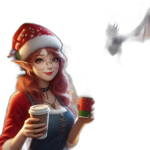 concept art, fantasy art, photorealistic, comic book art, snow, fire, festive, winter transparent PNG cut-out