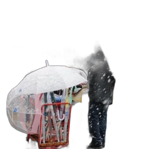 umbrella, mask, robot, hat, concept art, photorealistic, 3d render, cyberpunk transparent PNG cut-out