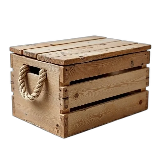 furniture, rustic, wooden, crate, lid, featuring, rope, handle transparent PNG cut-out