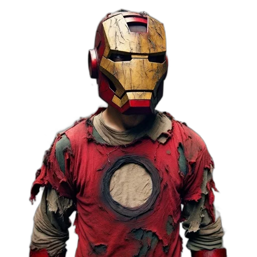 mask, robot, jacket, face, concept art, comic book art, 3d render, red transparent PNG cut-out