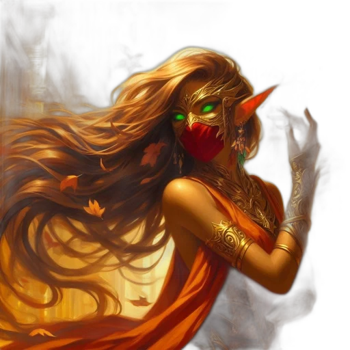 fantasy art, concept art, photorealistic, comic book art, fire, red, golden, woman transparent PNG cut-out