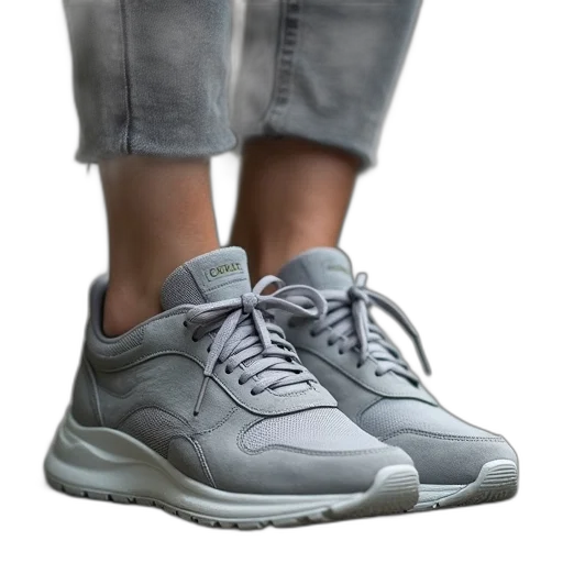 shoes, 3d render, photorealistic, vaporwave, pastel, monochrome, women, grey transparent PNG cut-out