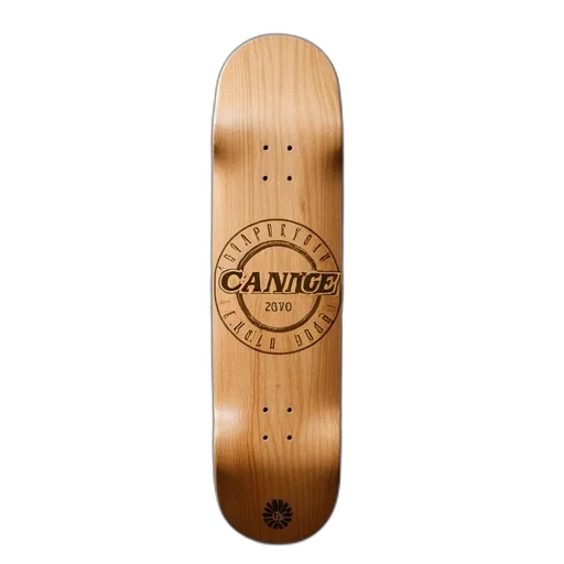 plain, wooden, skateboard, deck, change, logo, center, featuring transparent PNG cut-out
