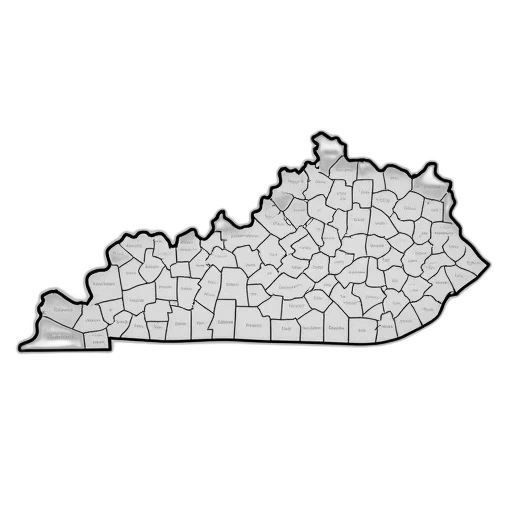 counties, map, kentucky, countys, black, white transparent PNG cut-out