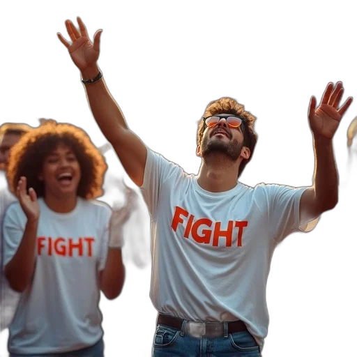 group, people, standing, stadium, cheering, raising, their, hands transparent PNG cut-out